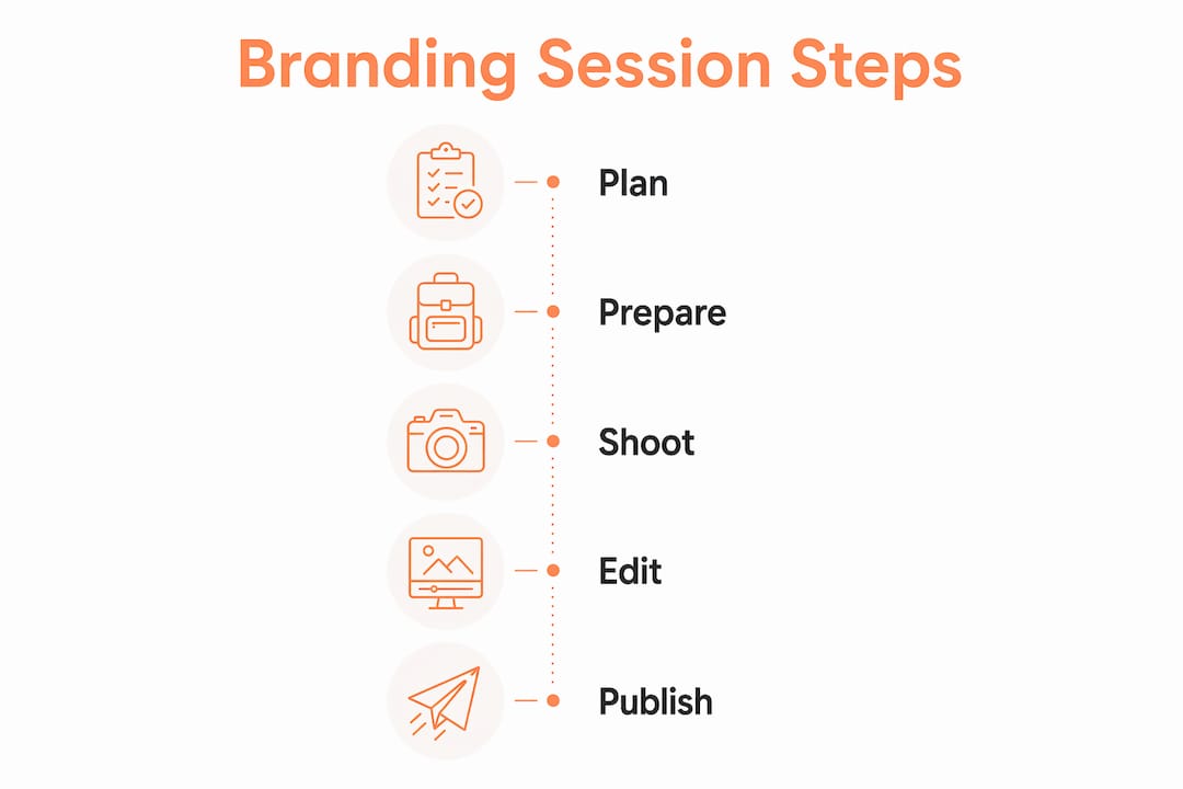 Infographic showing steps of branding photography
