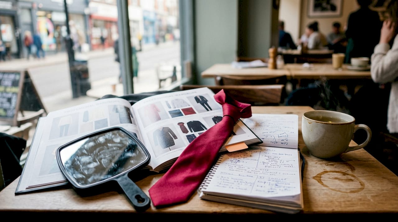 Workspace with portrait preparation items