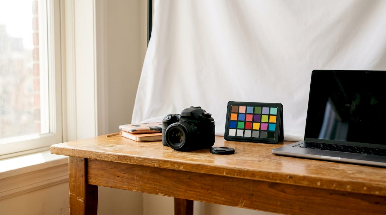 Camera and equipment setup for headshot photography