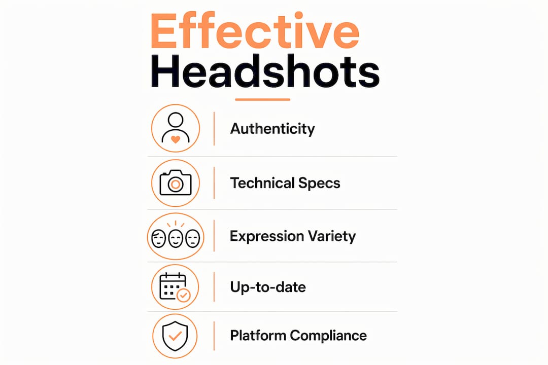 Infographic illustrating key elements of effective headshots