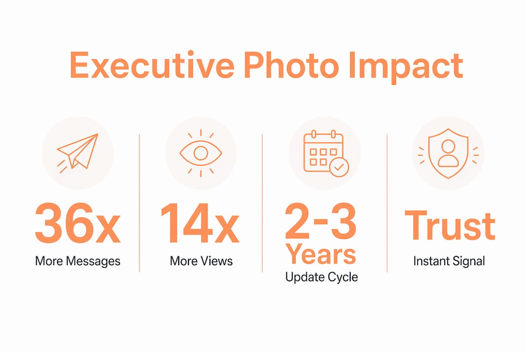 Infographic showing key statistics and benefits of professional executive photos