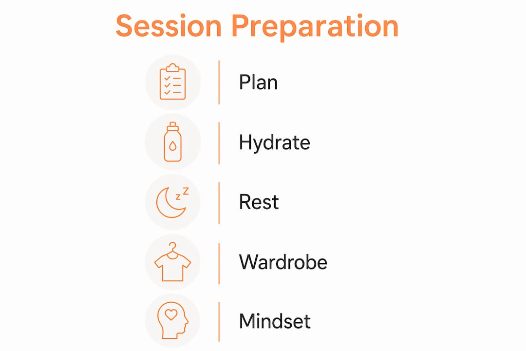 Infographic outlining key preparation steps for photography session