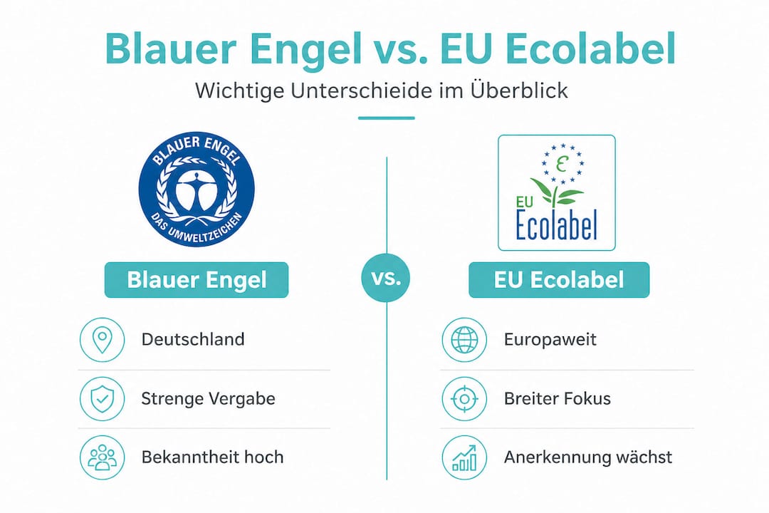 Infografik: Blauer Engel vs. EU Ecolabel – Ein Vergleich der Umweltzeichen