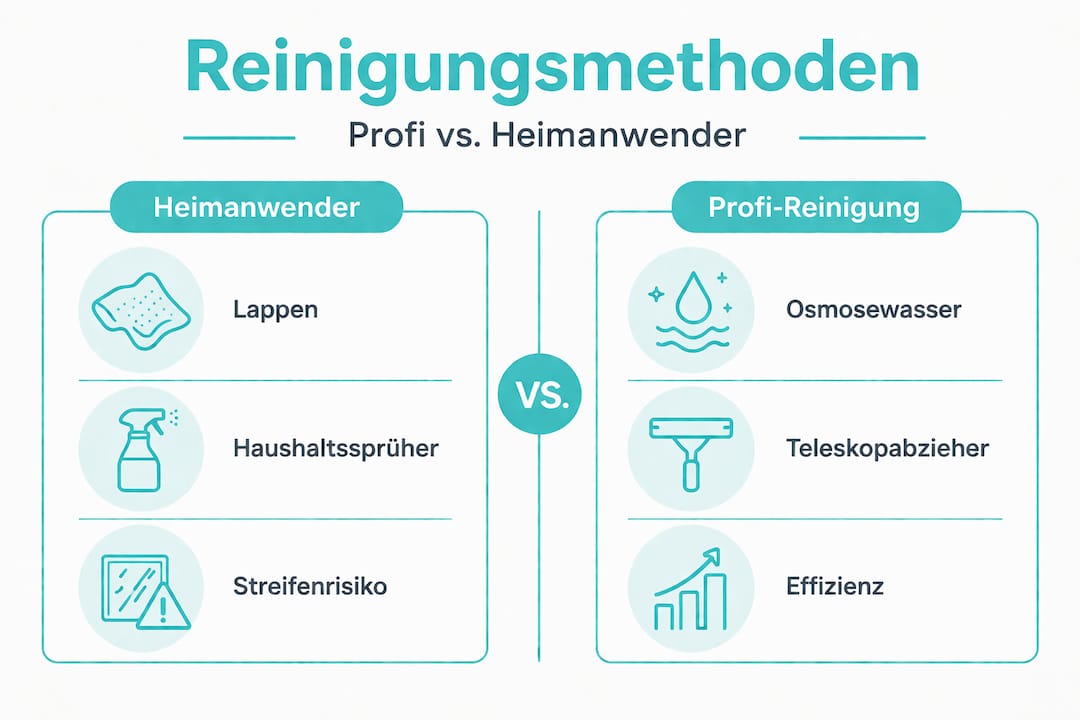 Infografik: Verschiedene Methoden der Fensterreinigung im Vergleich
