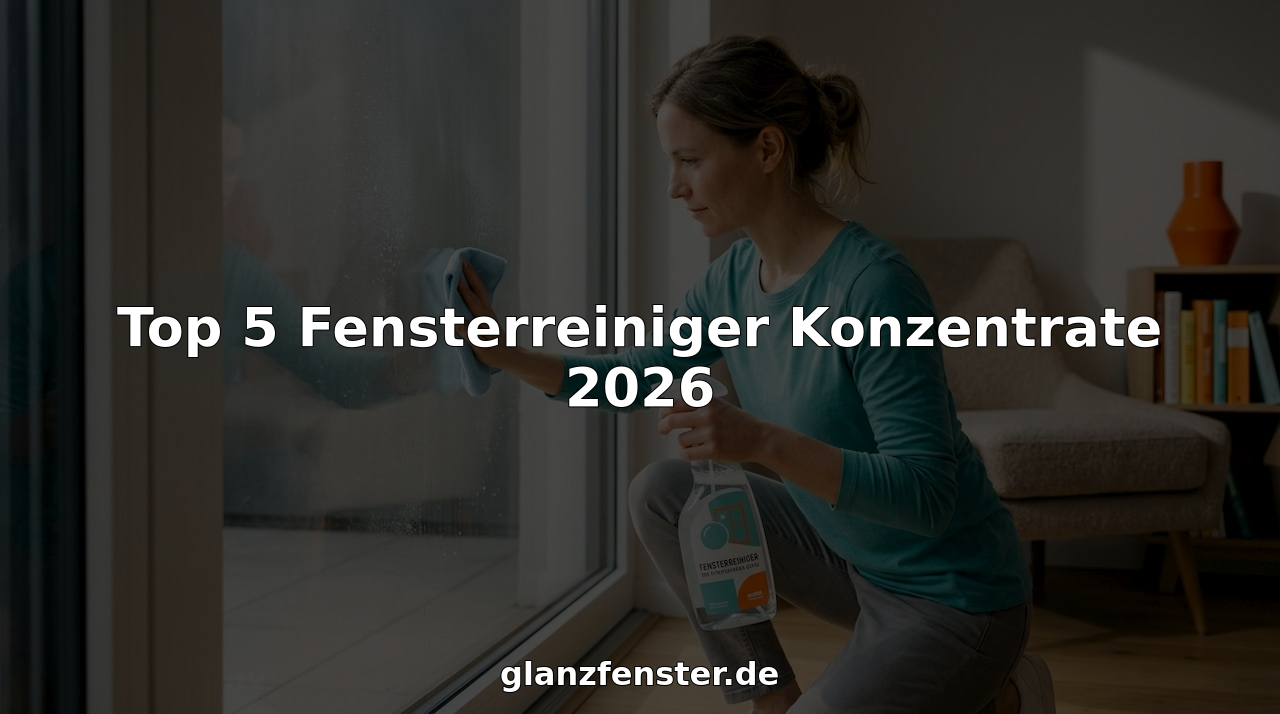 Eine Frau putzt im Wohnzimmer die Fenster und verwendet dafür ein spezielles Reinigungsmittel.