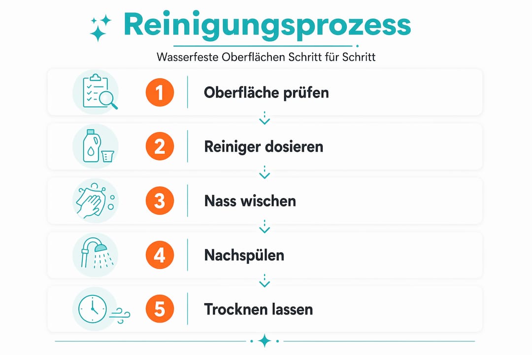 Infografik: Fünf Schritte zur wasserfesten Reinigung