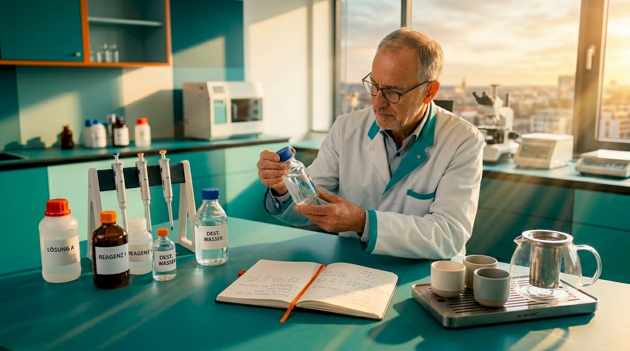 Ein Chemiker erforscht im Labor neue, umweltfreundliche Tenside.