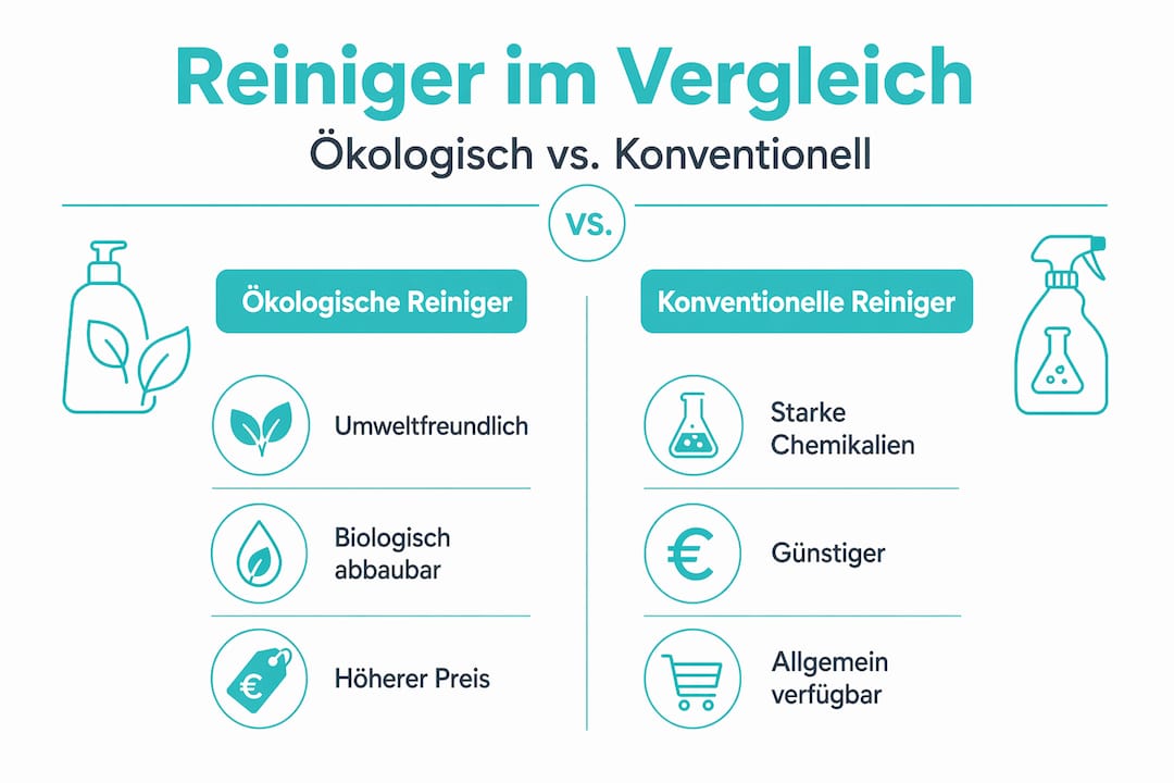 Infografik: Ökologische und konventionelle Reinigungsmittel im direkten Vergleich