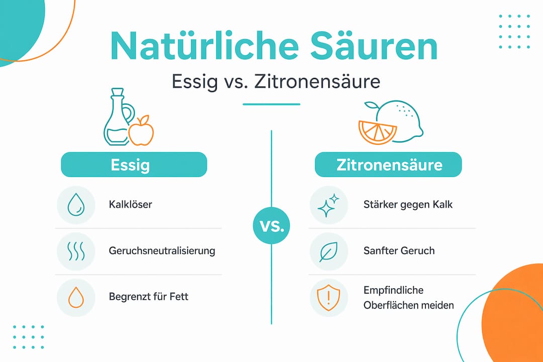 Infografik: Essig oder Zitronensäure – welcher Reiniger ist besser?
