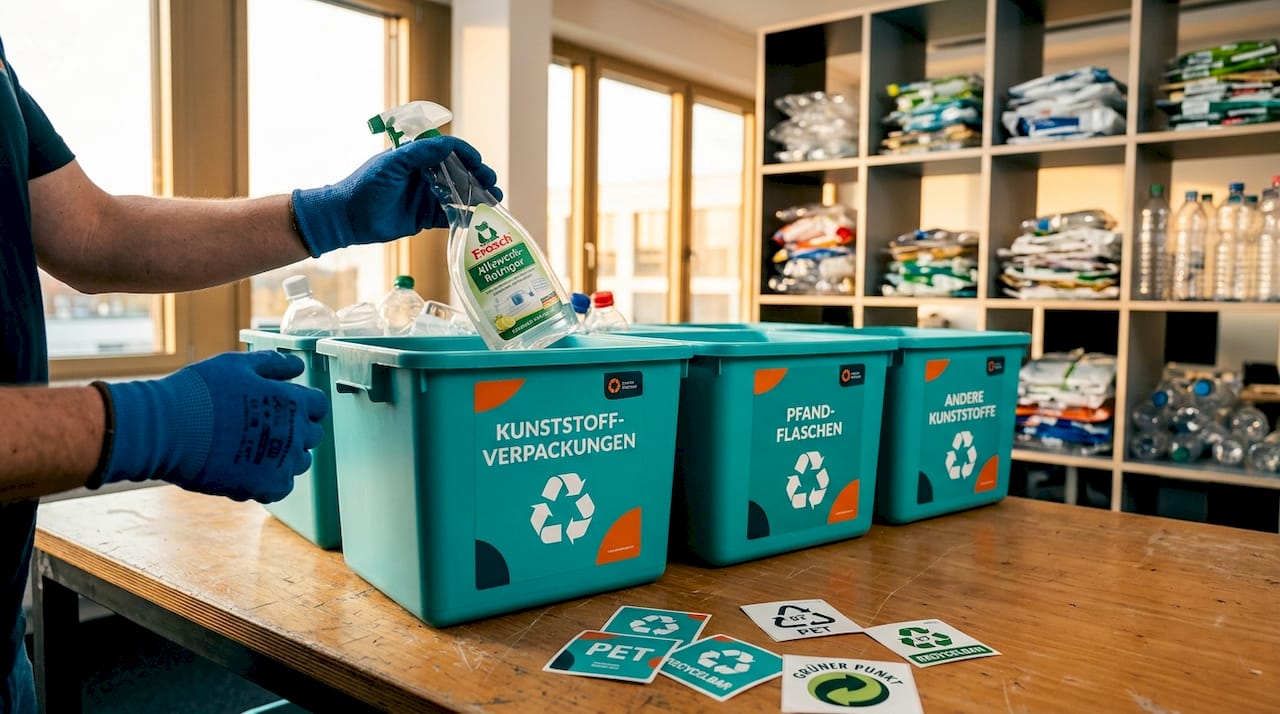 Verpackungen von Reinigungsmitteln richtig trennen und dem Recycling zuführen