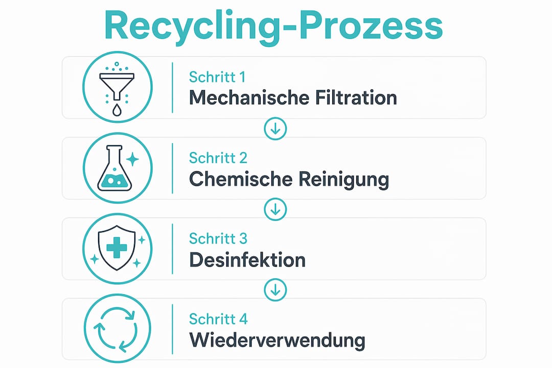 Grafik veranschaulicht die einzelnen Schritte des Recycling-Prozesses