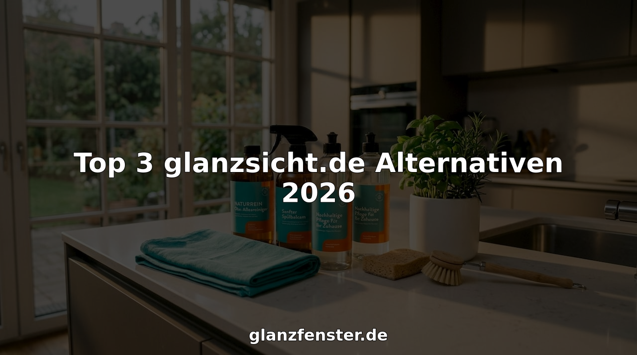 Umweltfreundliche Reinigungsmittel stehen griffbereit auf der Küchenarbeitsplatte.