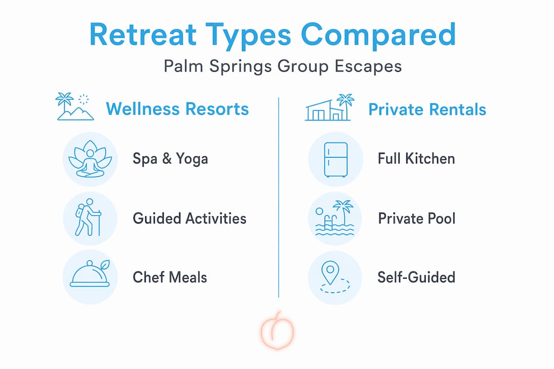 Infographic comparing retreat types and amenities