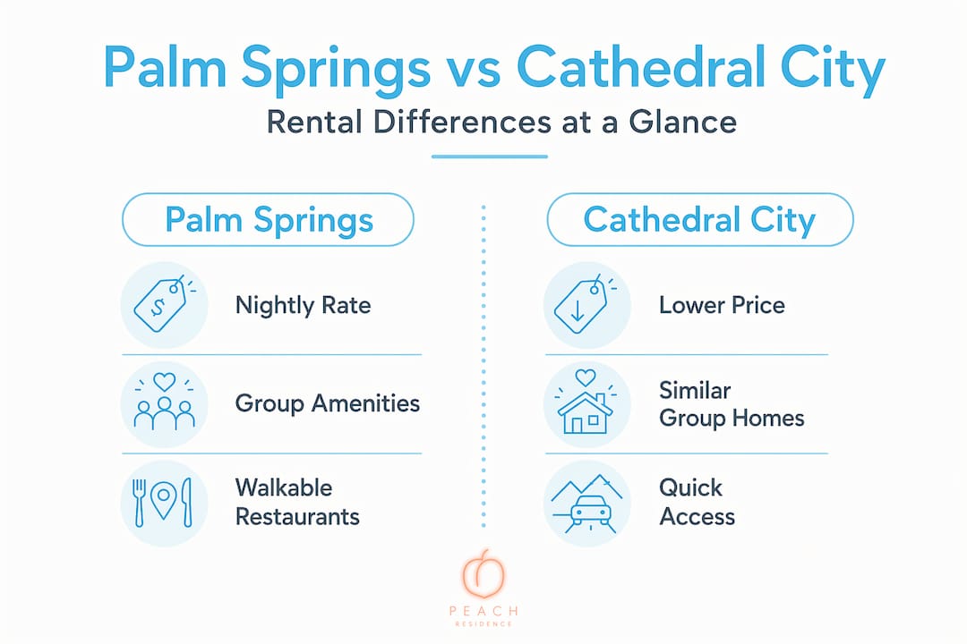 Comparison infographic Palm Springs versus Cathedral City