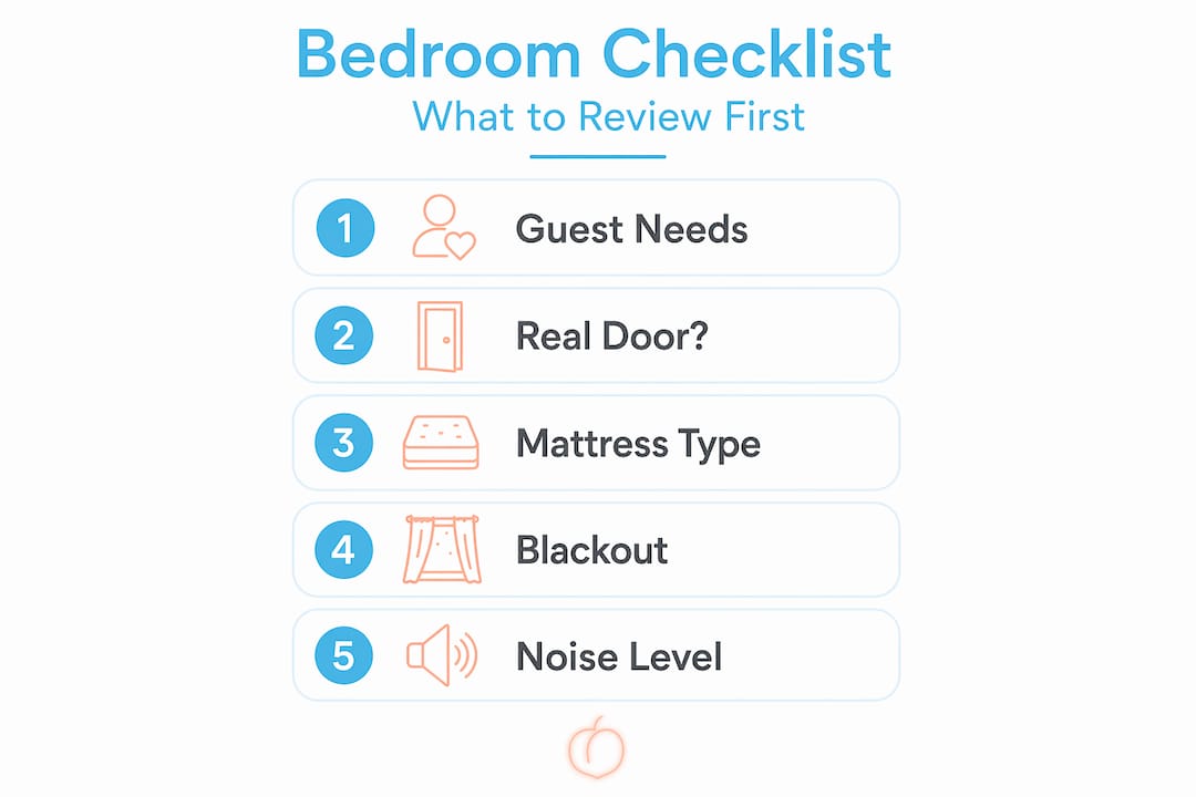 Infographic with key steps to check rental bedrooms