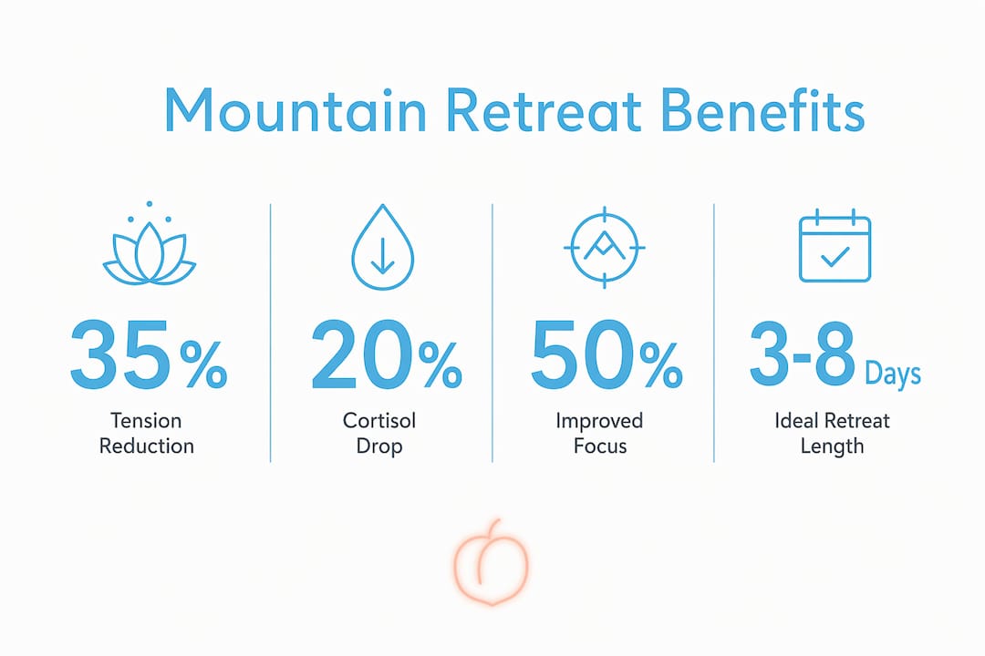 Infographic showing mountain retreat wellness statistics