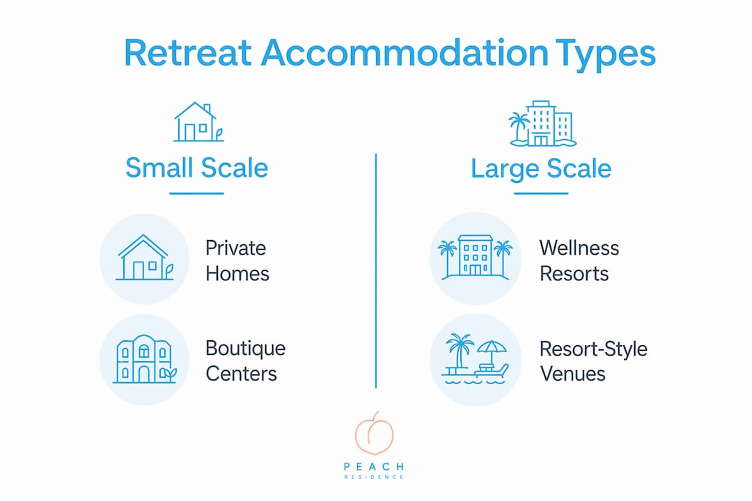 Infographic comparing small vs large retreat types