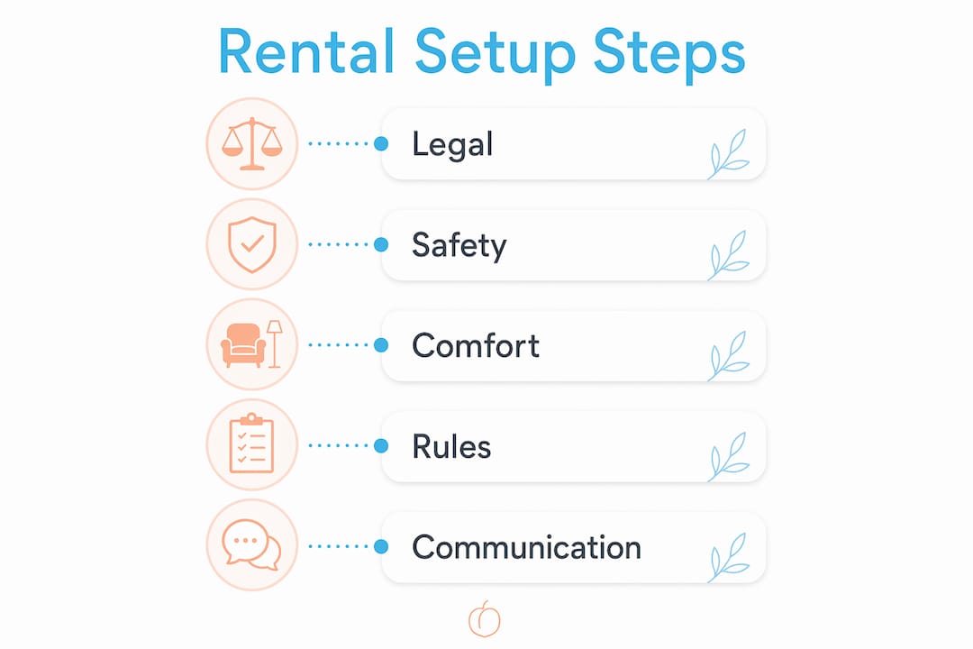 Infographic illustrating rental setup steps