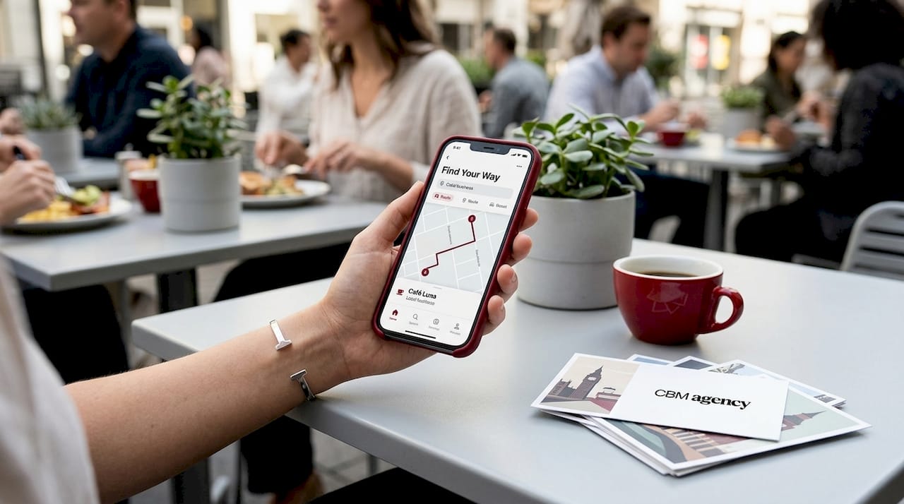 Smartphone displaying local business directions