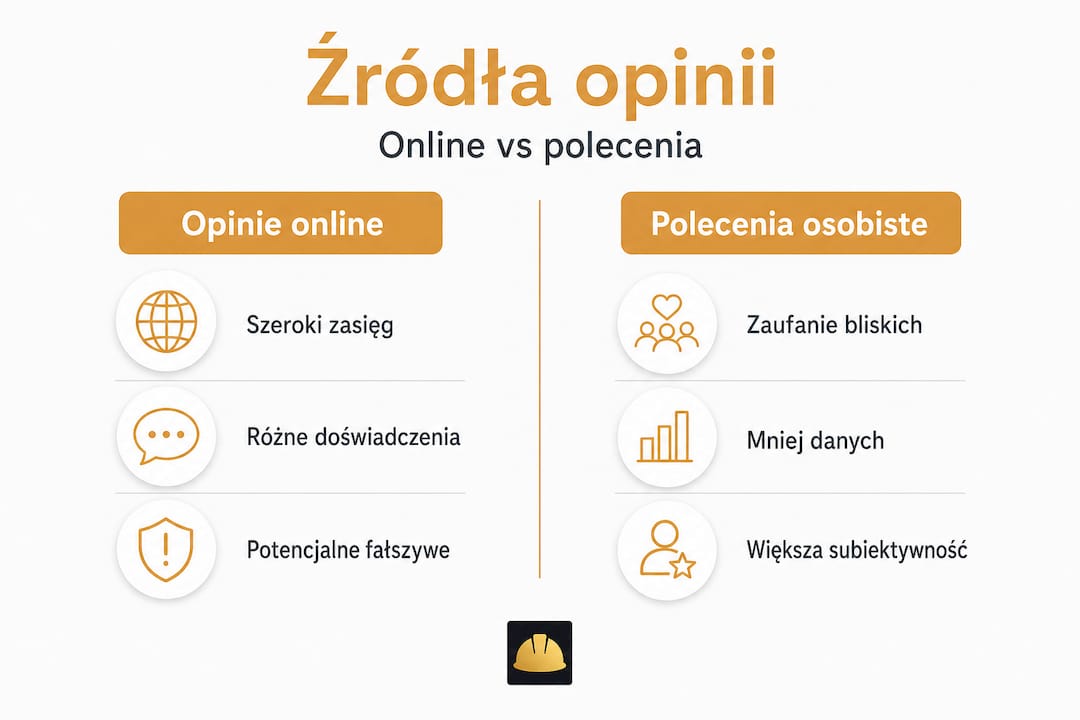 Grafika przedstawiająca zestawienie opinii w internecie z rekomendacjami od znajomych
