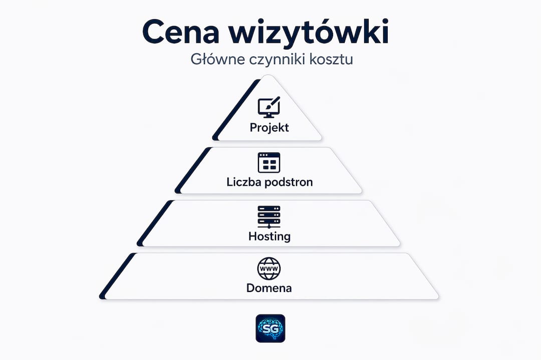 Hierarchia czynników wpływających na koszt stworzenia strony wizytówki – infografika