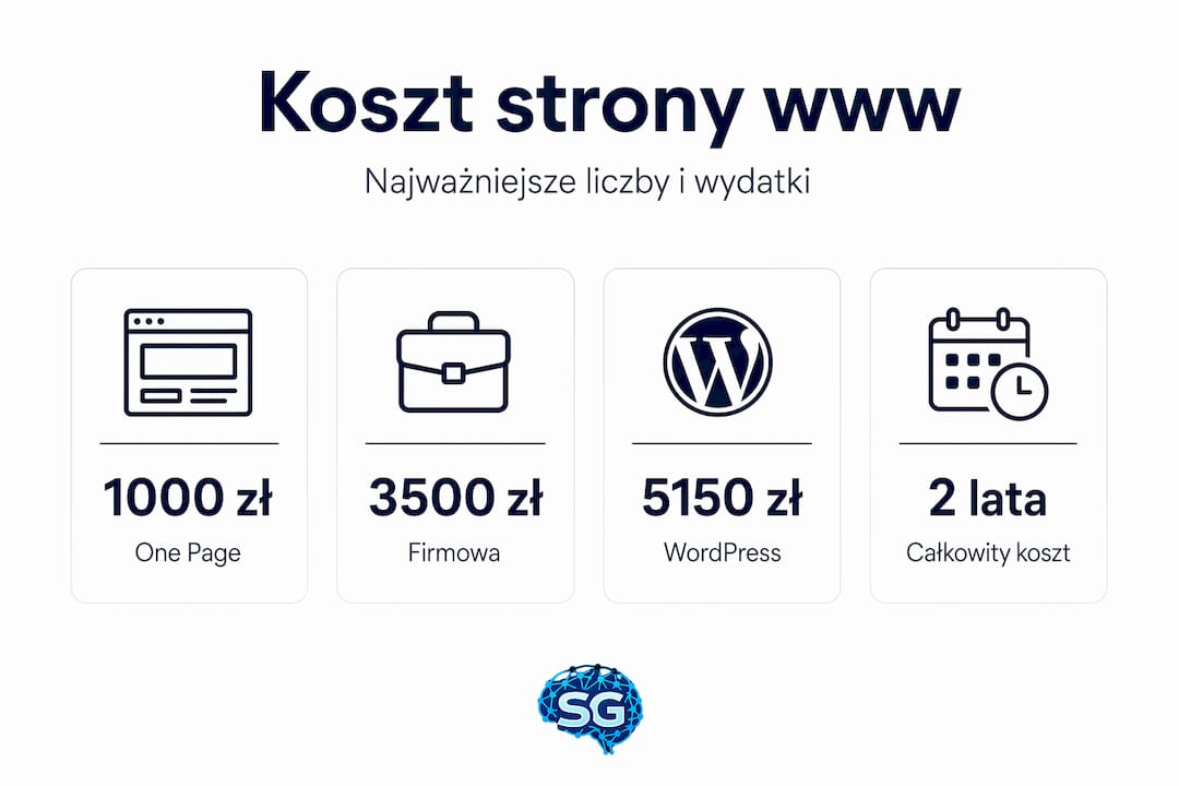 Infografika prezentująca aktualne statystyki dotyczące cen stron internetowych