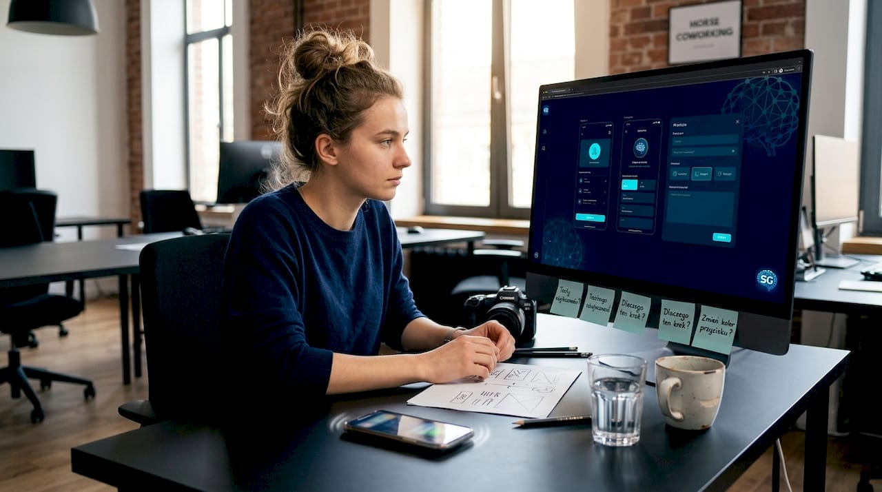 Projektant UX pracuje nad prototypem w biurze