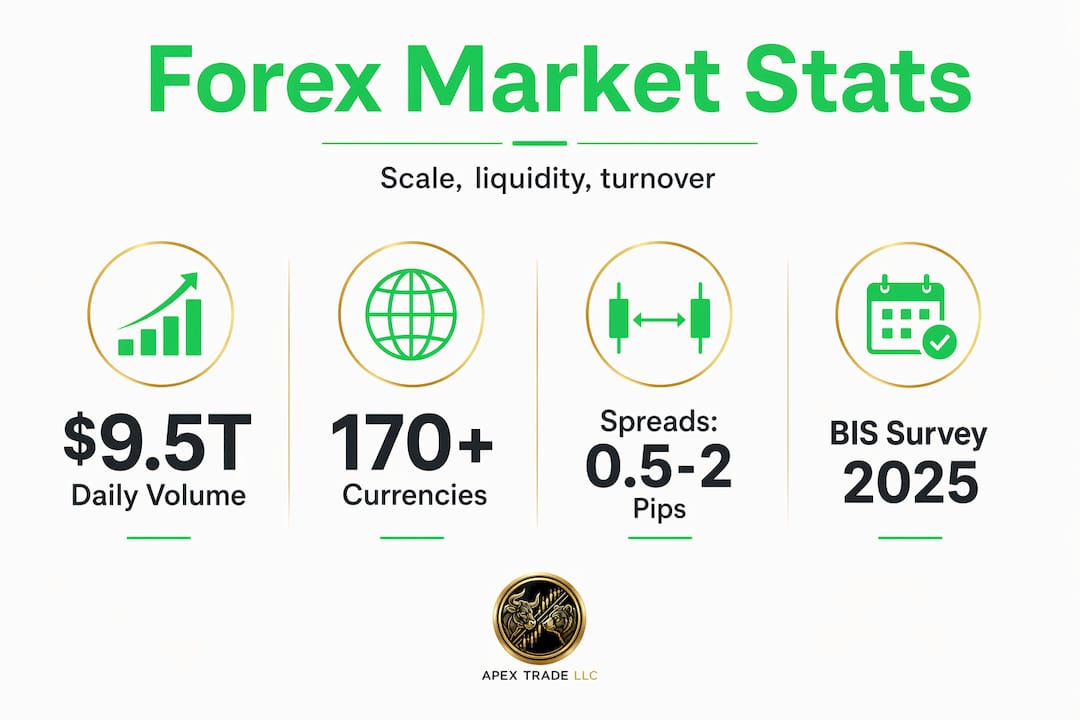 Infographic featuring forex market headline statistics
