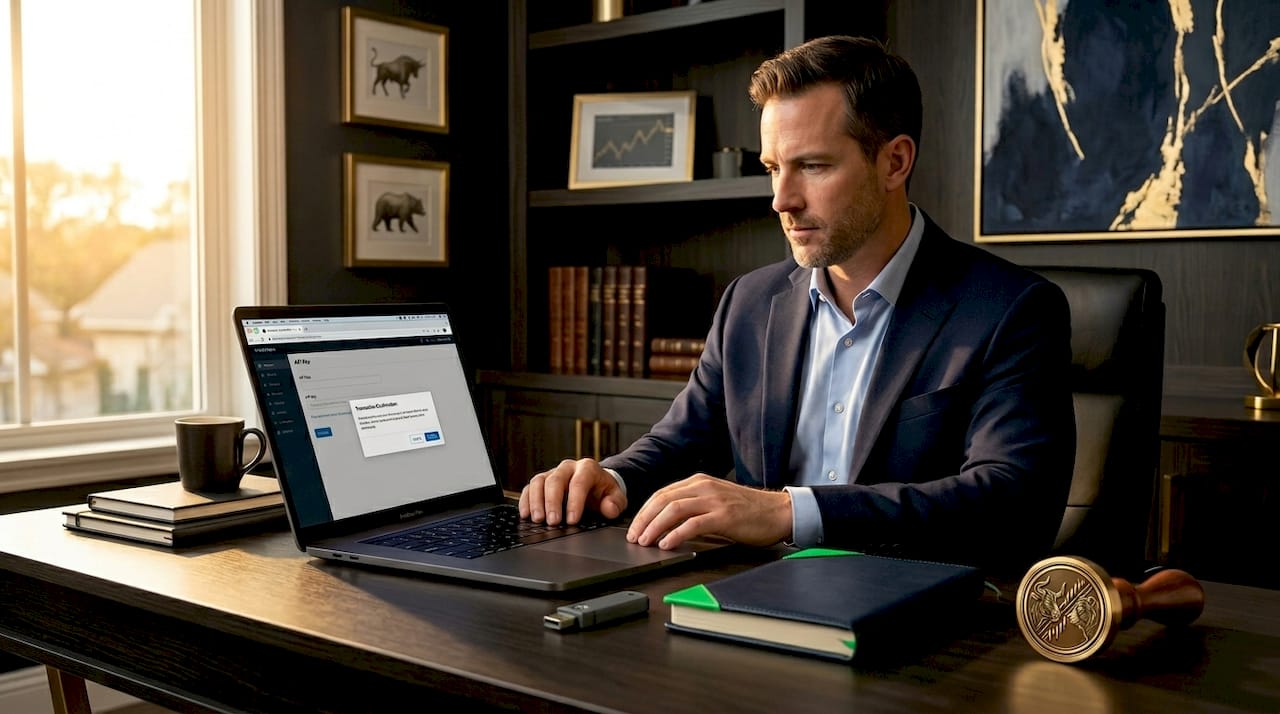 Trader linking accounts at kitchen table