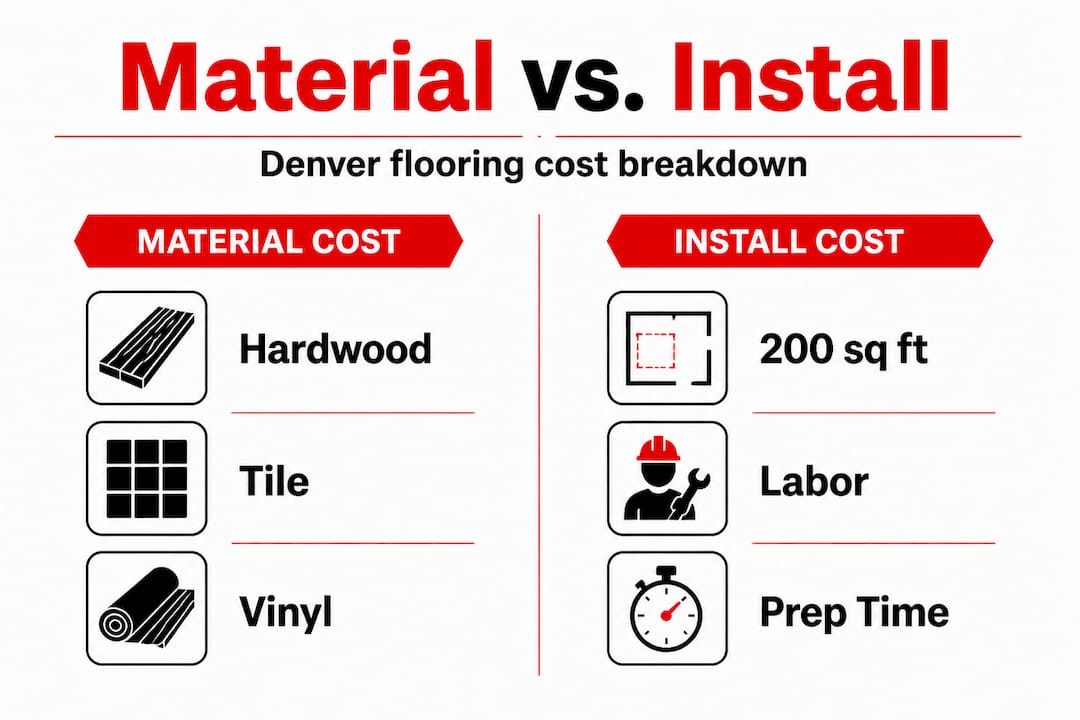 Infographic comparing Denver flooring material and installation costs