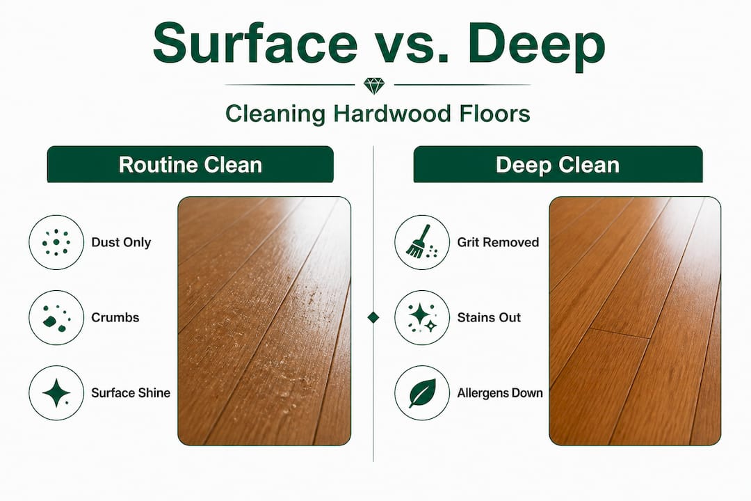 Infographic comparing surface and deep floor cleaning