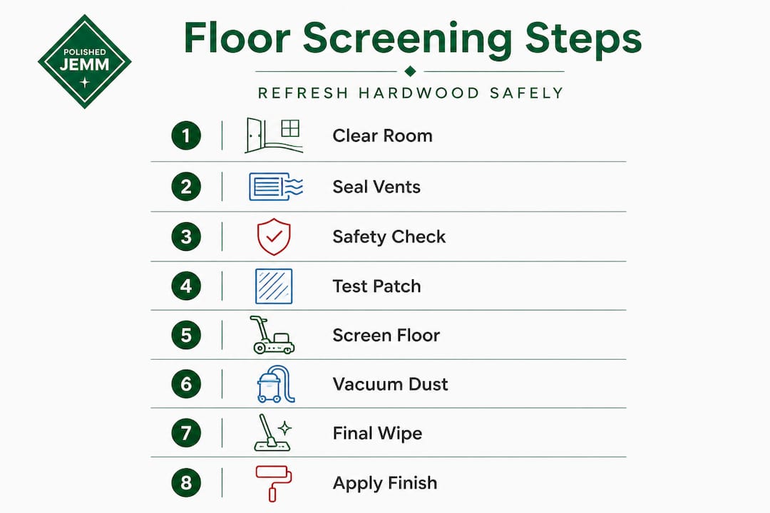 Floor screening process step-by-step infographic