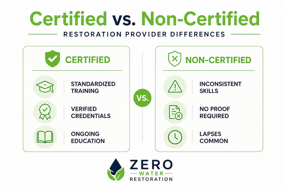 Infographic comparing certified and non-certified restoration