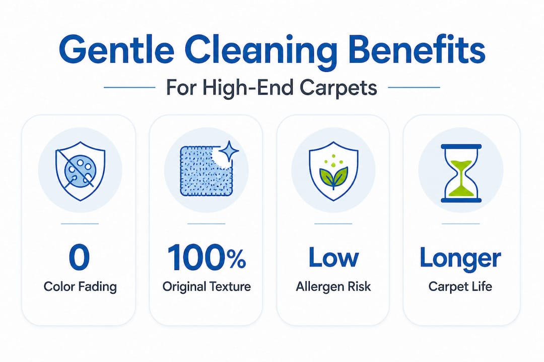 Infographic showing benefits of gentle carpet cleaning
