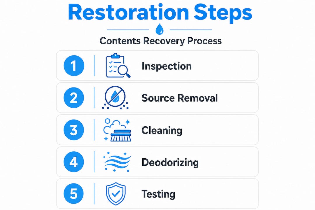 Infographic showing five steps of restoration process