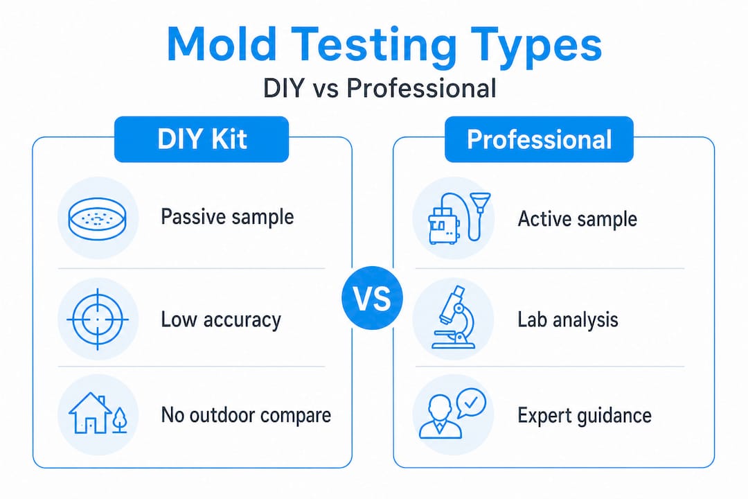 Infographic comparing DIY and professional mold testing