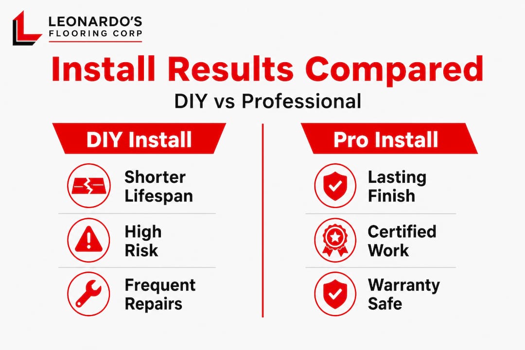 Infographic comparing DIY and professional flooring outcomes