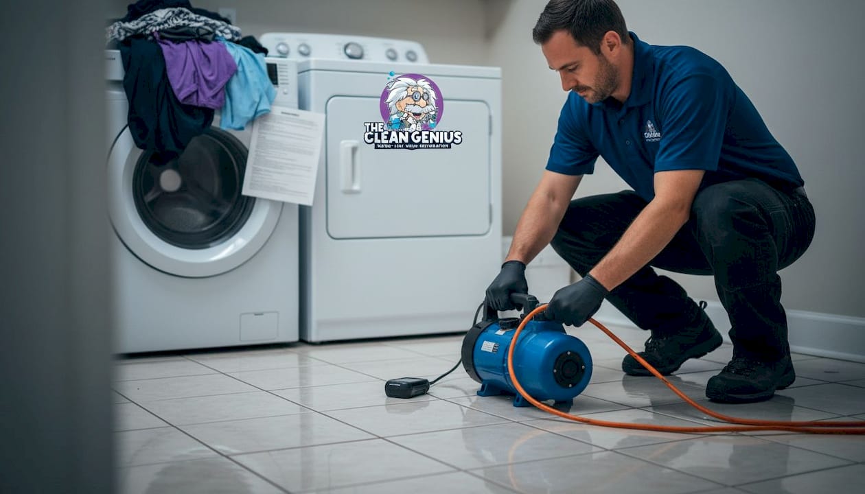 Technician setting up water extraction pump
