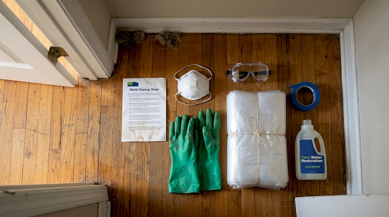 Laid-out mold cleanup safety equipment