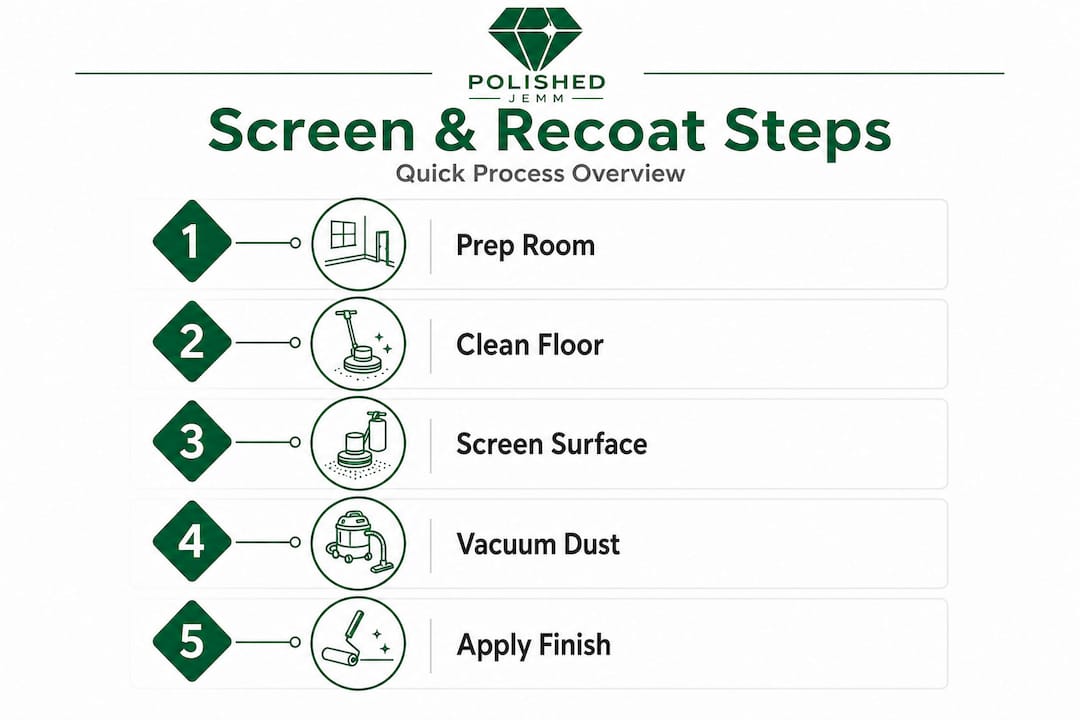 Infographic on steps for screening hardwood floors