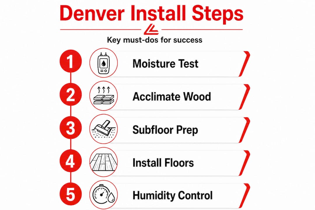 Infographic with Denver hardwood installation steps