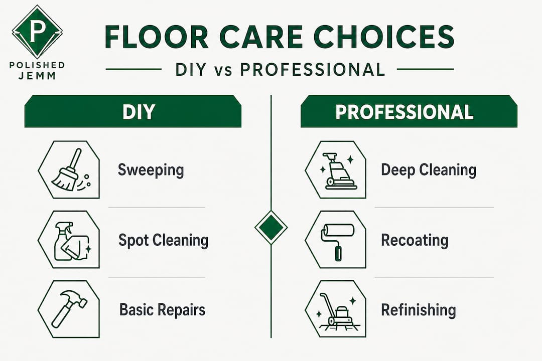 Infographic comparing DIY and professional floor care