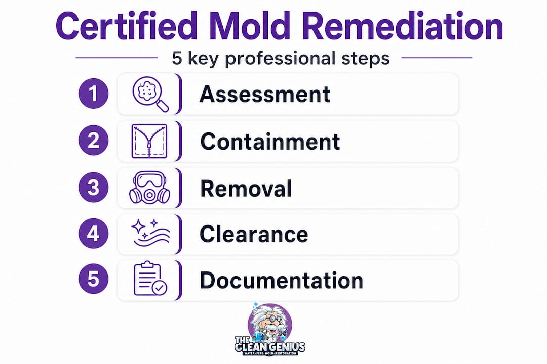 Infographic showing steps in mold remediation certification