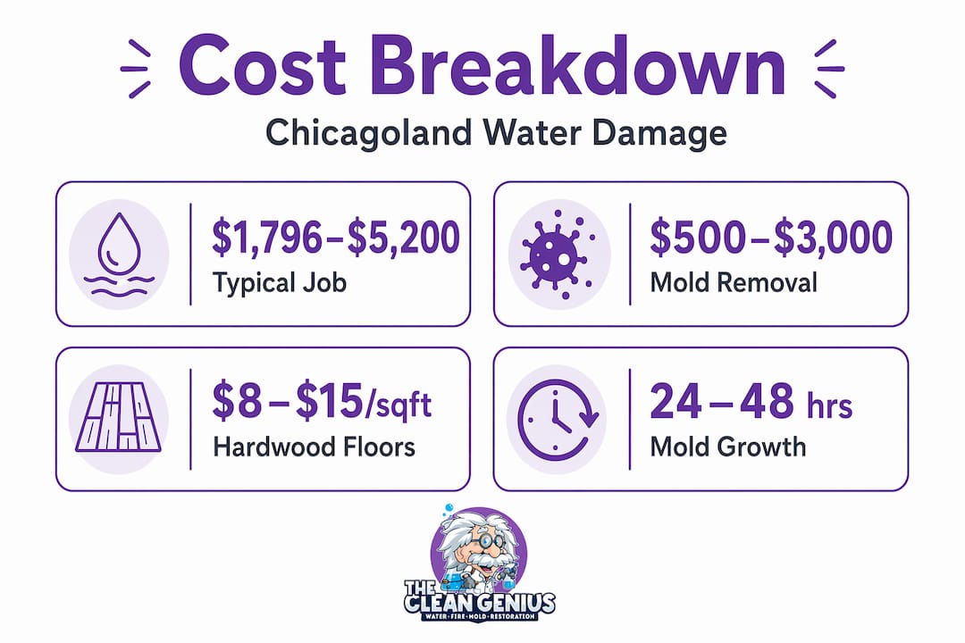 Infographic with cost ranges for restoration, mold, and floors