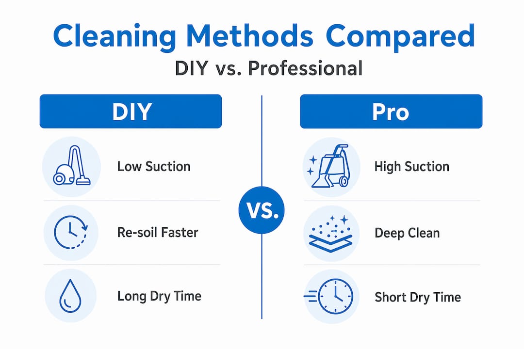 Infographic comparing DIY and professional carpet cleaning