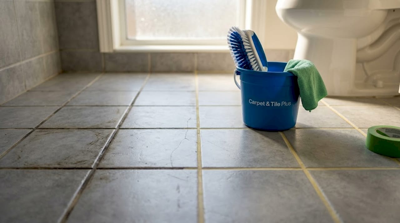 Before and after tile grout cleaning