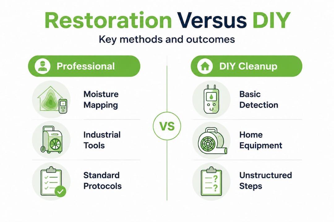 Infographic contrasting professional and DIY restoration