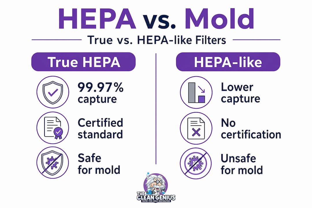 Infographic comparing true HEPA and HEPA-like filters