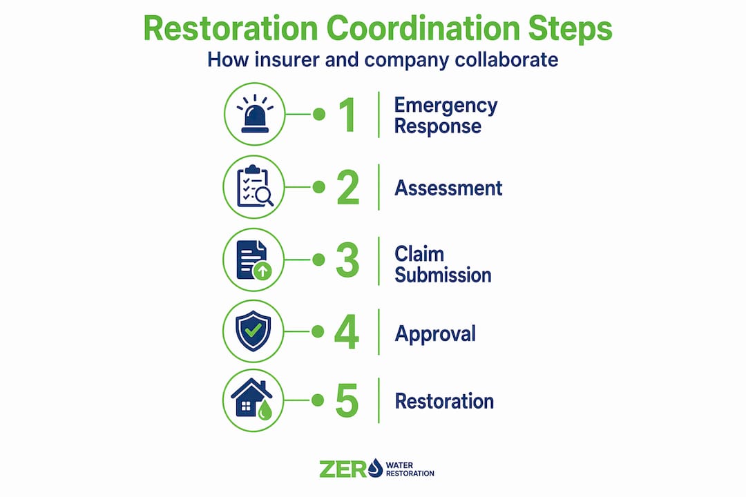 Infographic showing steps in restoration-insurer coordination