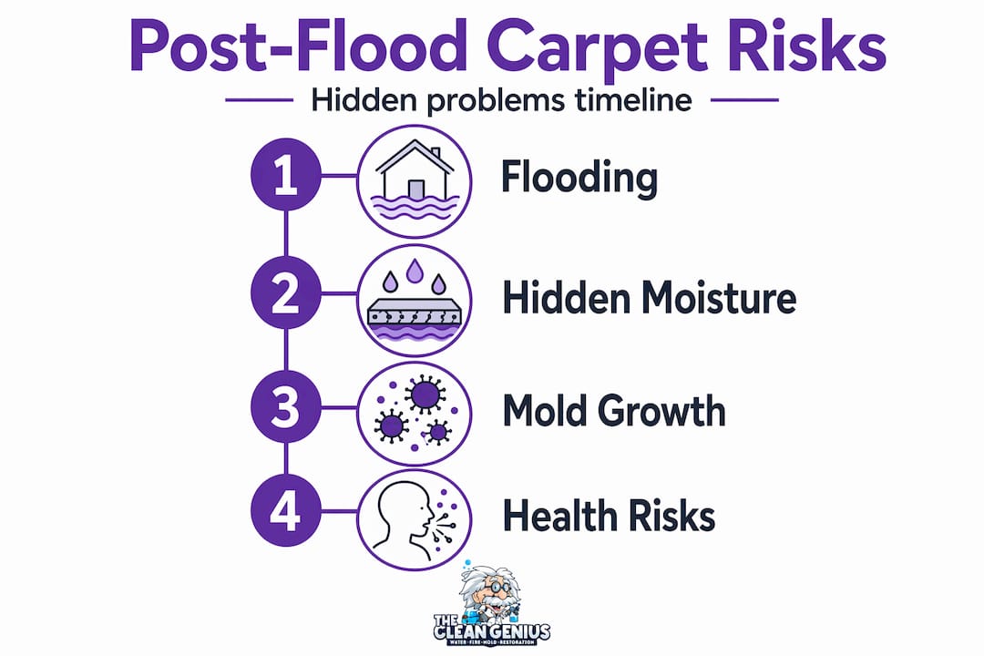 Infographic showing hidden carpet risks timeline